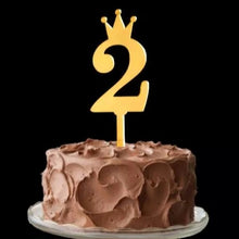 Load image into Gallery viewer, 2 Number Golden Acrylic Cake Topper 2