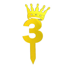 Load image into Gallery viewer, 3 Number Golden Acrylic Cake Topper