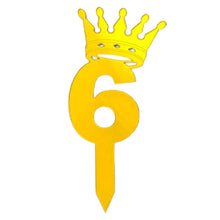 Load image into Gallery viewer, 6 Number Golden Acrylic Cake Topper