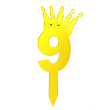 Load image into Gallery viewer, 9 Number Golden Acrylic Cake Topper