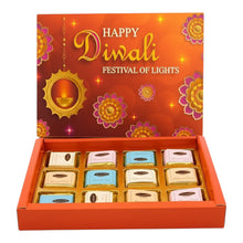 Load image into Gallery viewer, M352 Happy Diwali 12 Cavity Orange Bliss Chocolate Box | Candles