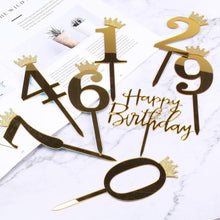 Load image into Gallery viewer, 1 Number Golden Acrylic Cake Topper 4
