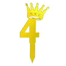 Load image into Gallery viewer, 4 Number Golden Acrylic Cake Topper
