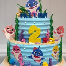 Load image into Gallery viewer, A225 Baby Shark Cake Toppers | Cartoon Paper Theme Toppers Set 3
