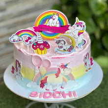 Load image into Gallery viewer, A227 Unicorn Cake Toppers | Cartoon Paper Theme Toppers Set 2
