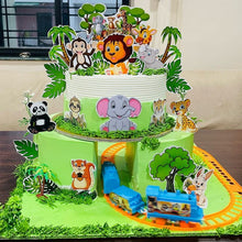 Load image into Gallery viewer, A215 Animal Kingdom Jungle Cake Toppers | Paper Theme Toppers Set
