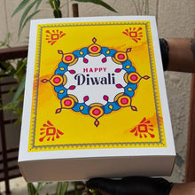 Load image into Gallery viewer, M371 Happy Diwali Yellow Rangoli Mathstick Large Sliding Hamper Box
