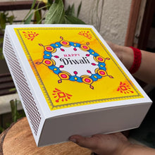 Load image into Gallery viewer, M371 Happy Diwali Yellow Rangoli Mathstick Large Sliding Hamper Box
